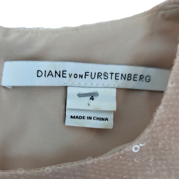 Diane Von Furstenberg Sequin Top Blouse Dirt Womens 4 Small Pink Long Sleeve - Picture 15 of 15
